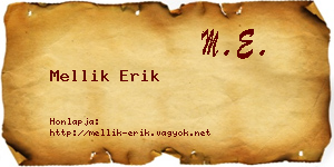 Mellik Erik névjegykártya